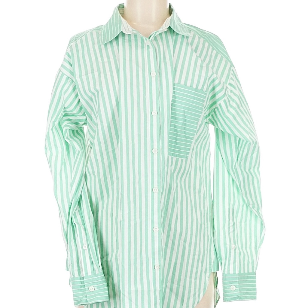 Loft Women’s Mint Striped Button Down Shirt